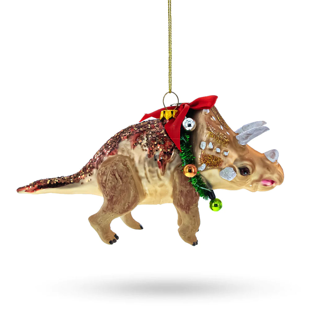 Cutie Pie Triceratops Dinosaur in Wreath Ornament