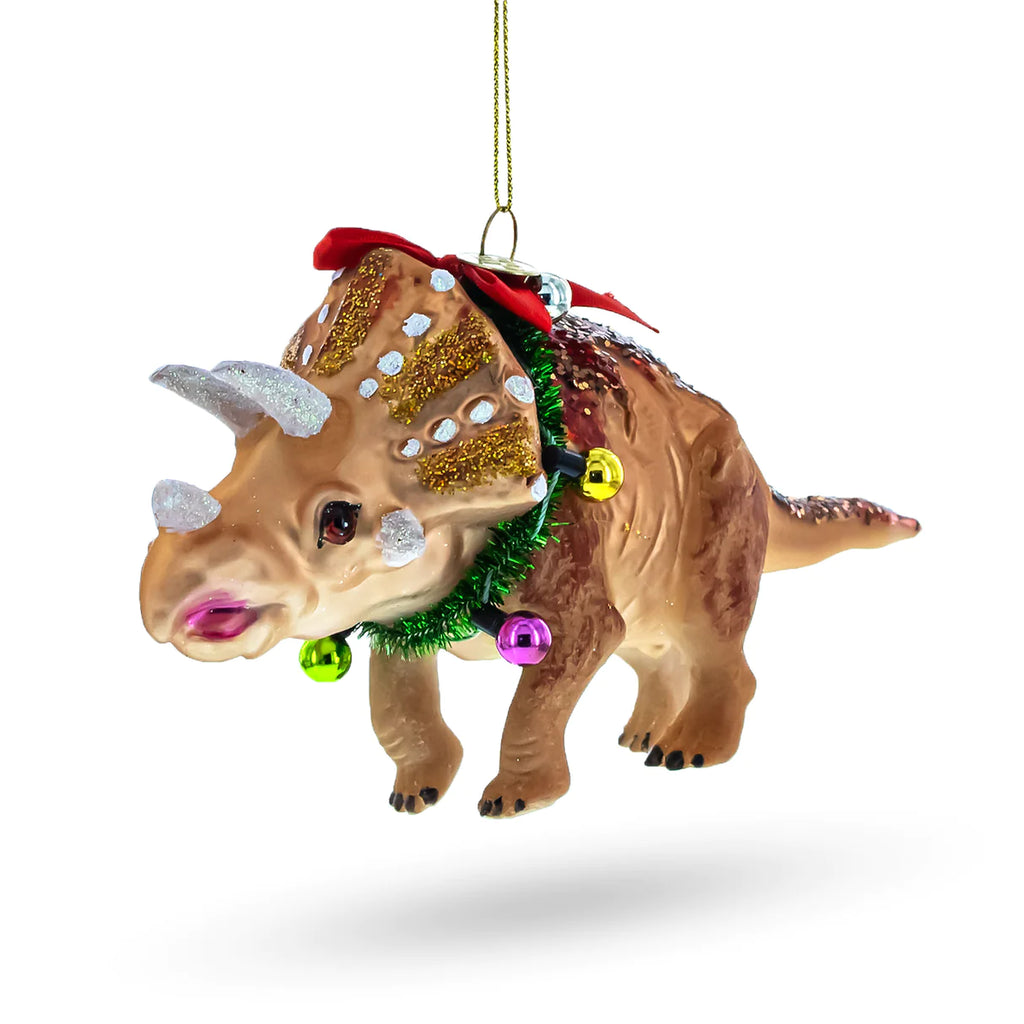 Cutie Pie Triceratops Dinosaur in Wreath Ornament