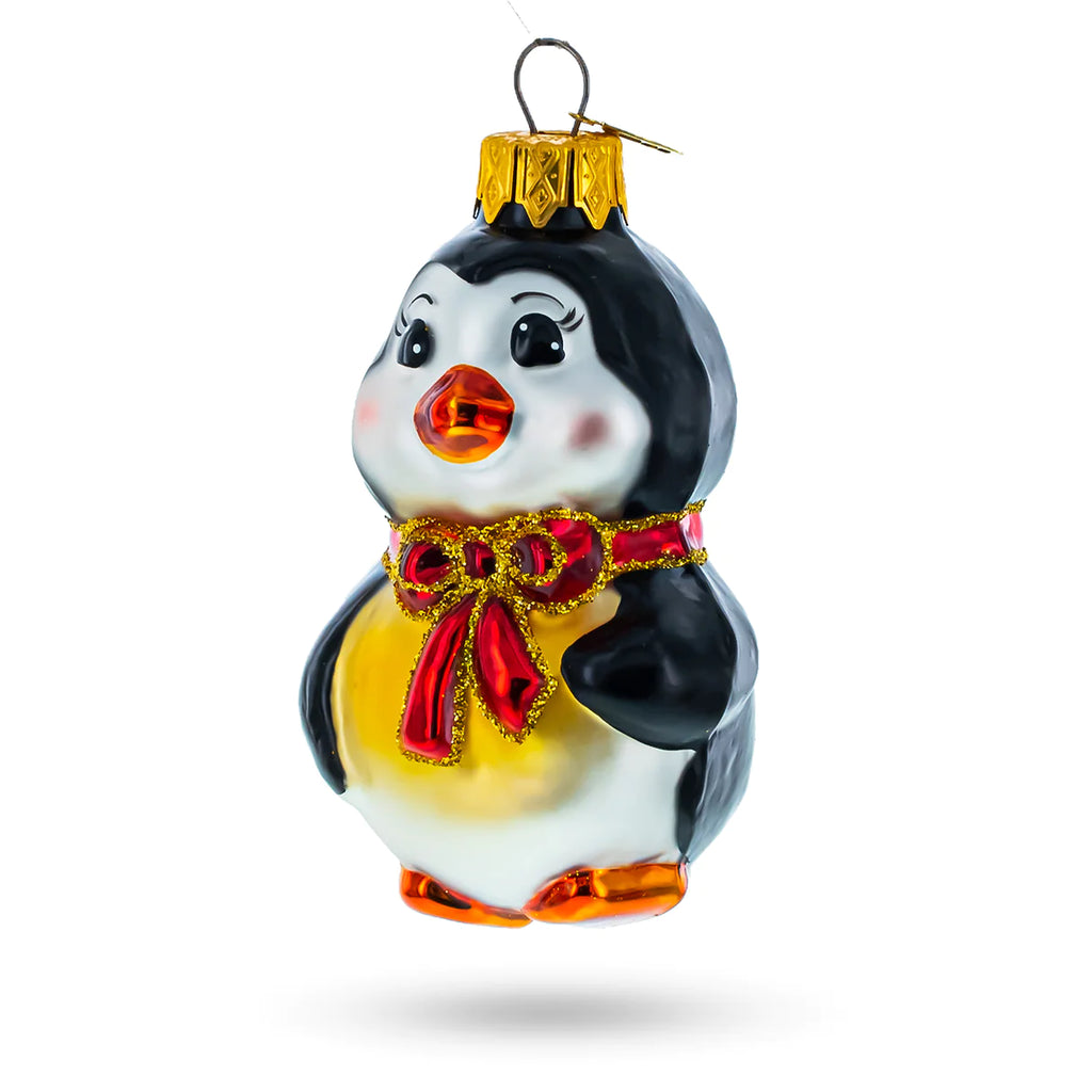 Penguin with Red Bow Ornament