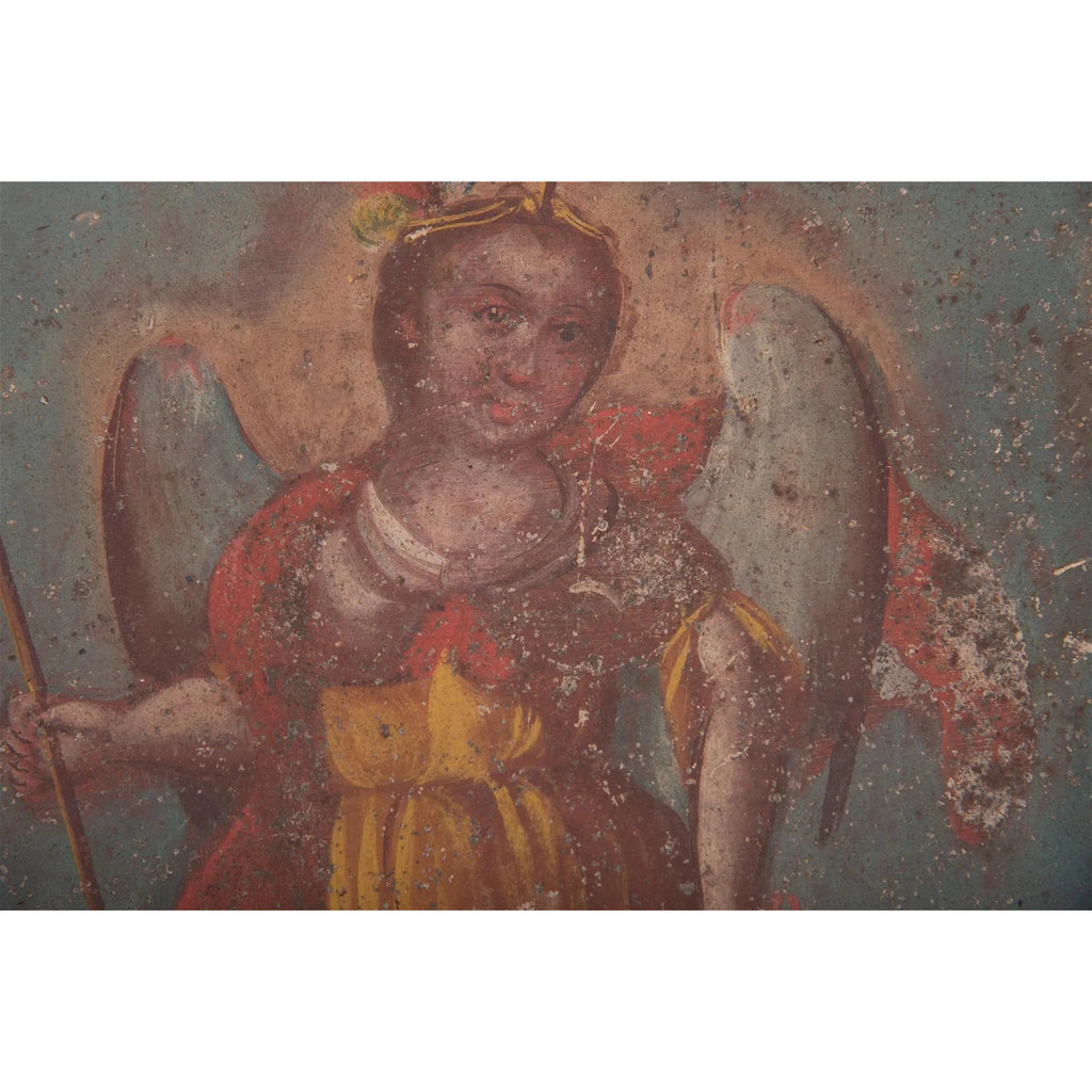 Archangel Raphael and Four Donors Spanish Colonial Retablo