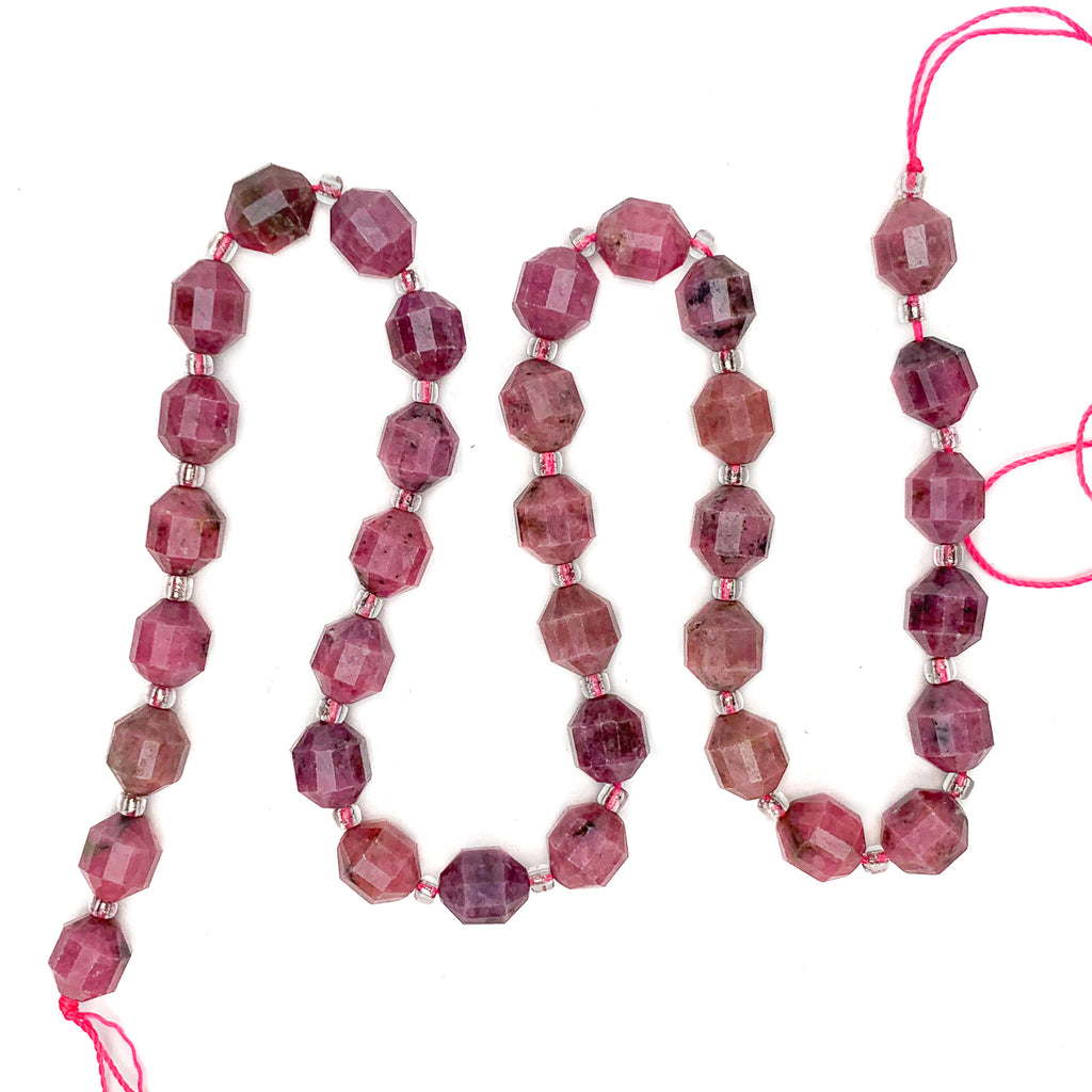 Rhodonite 7mm Faceted Drums Bead Strand