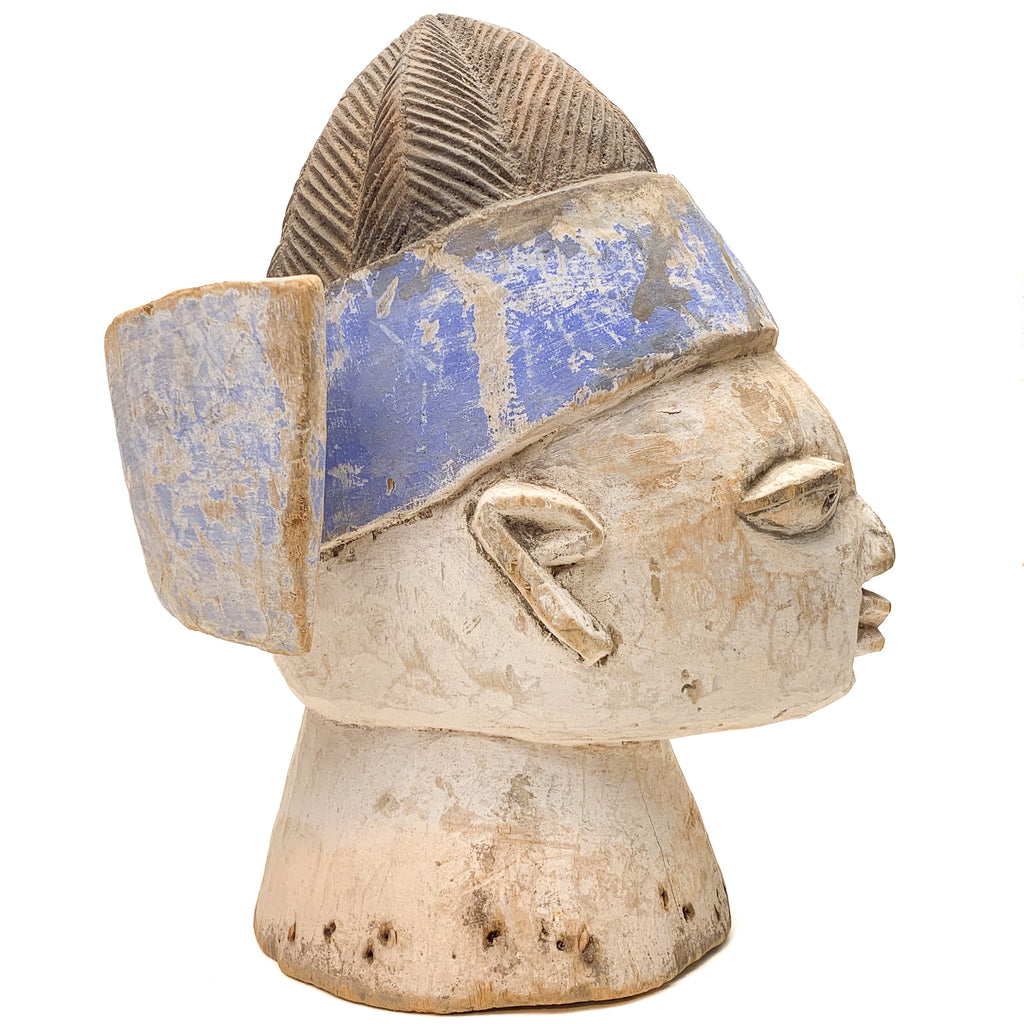 Yoruba Egungun Headdress with Kaolin Pigment, Nigeria #1157 PROVENANCE