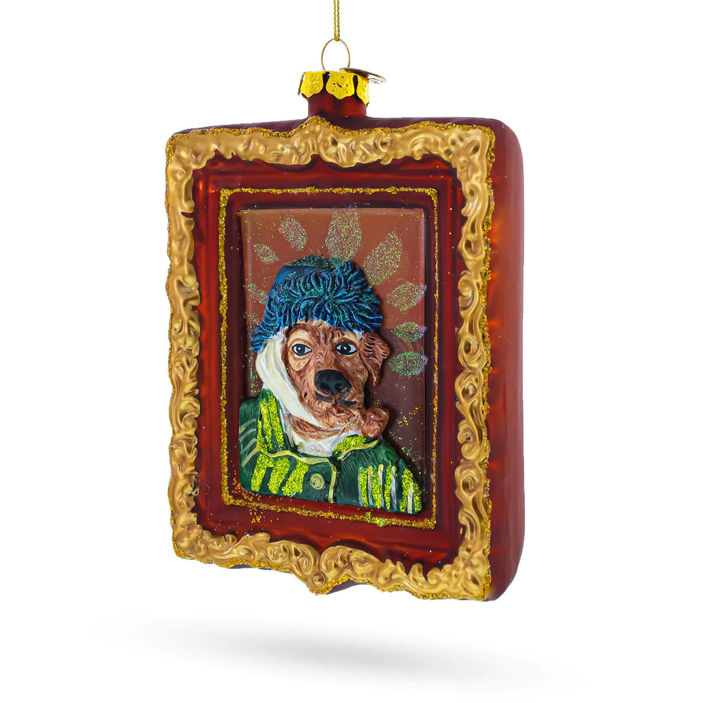 Van Gogh Inspired Dog with Bandaged Ear Portrait Ornament