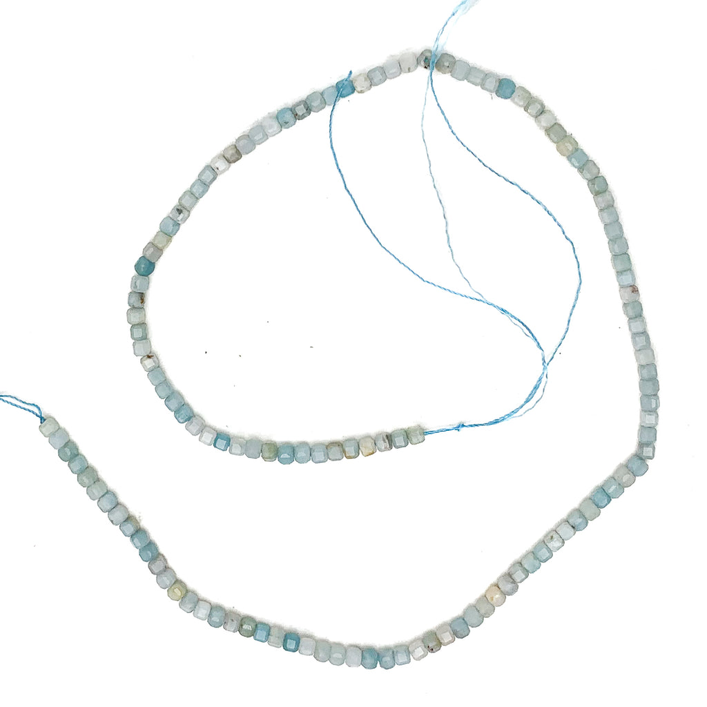 Amazonite 3mm Faceted Cubes Bead Strand