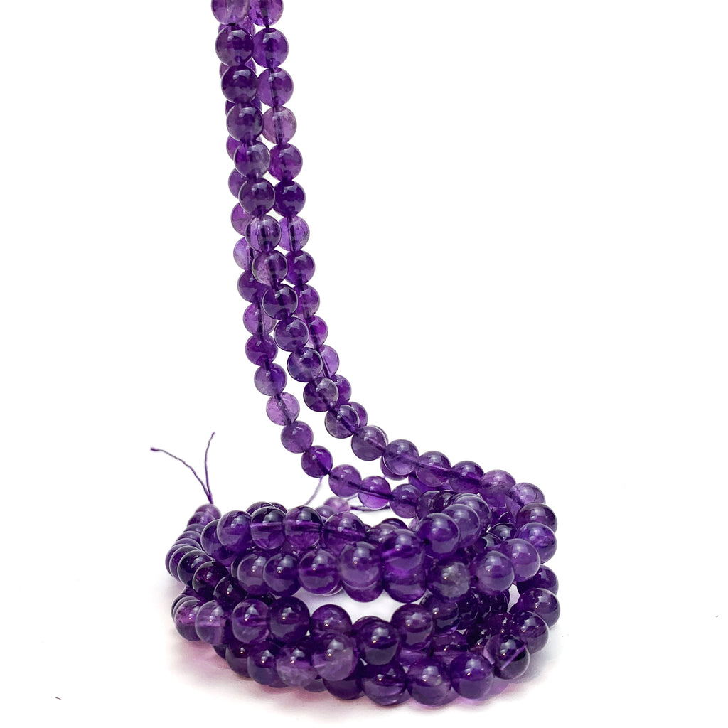 Amethyst 6mm Smooth Rounds Bead Strand