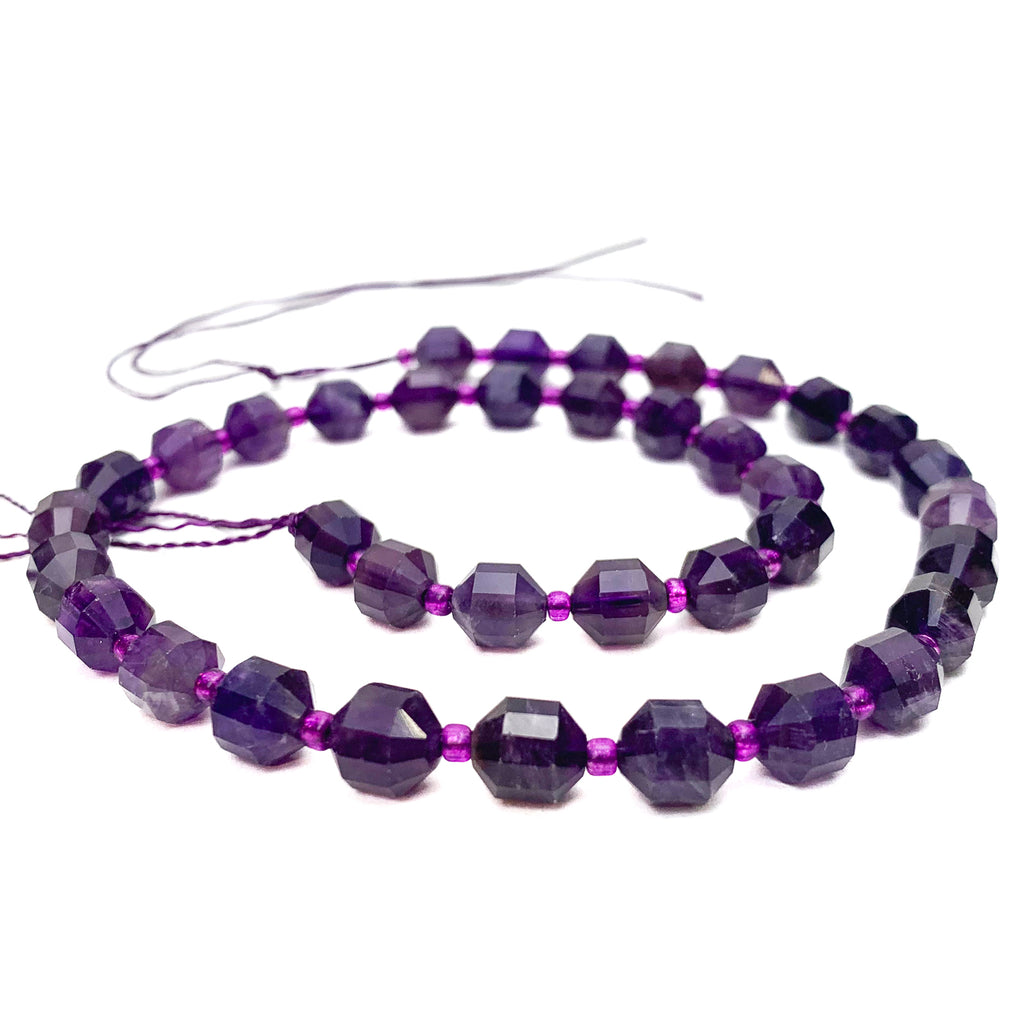 Amethyst 7mm Faceted Drums Bead Strand