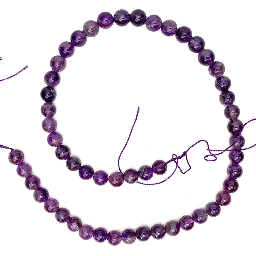 Amethyst 8mm Smooth Rounds Bead Strand
