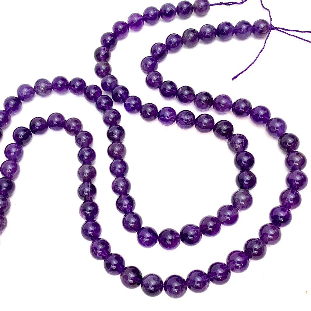 Amethyst X Fine 8mm Smooth Rounds Bead Strand