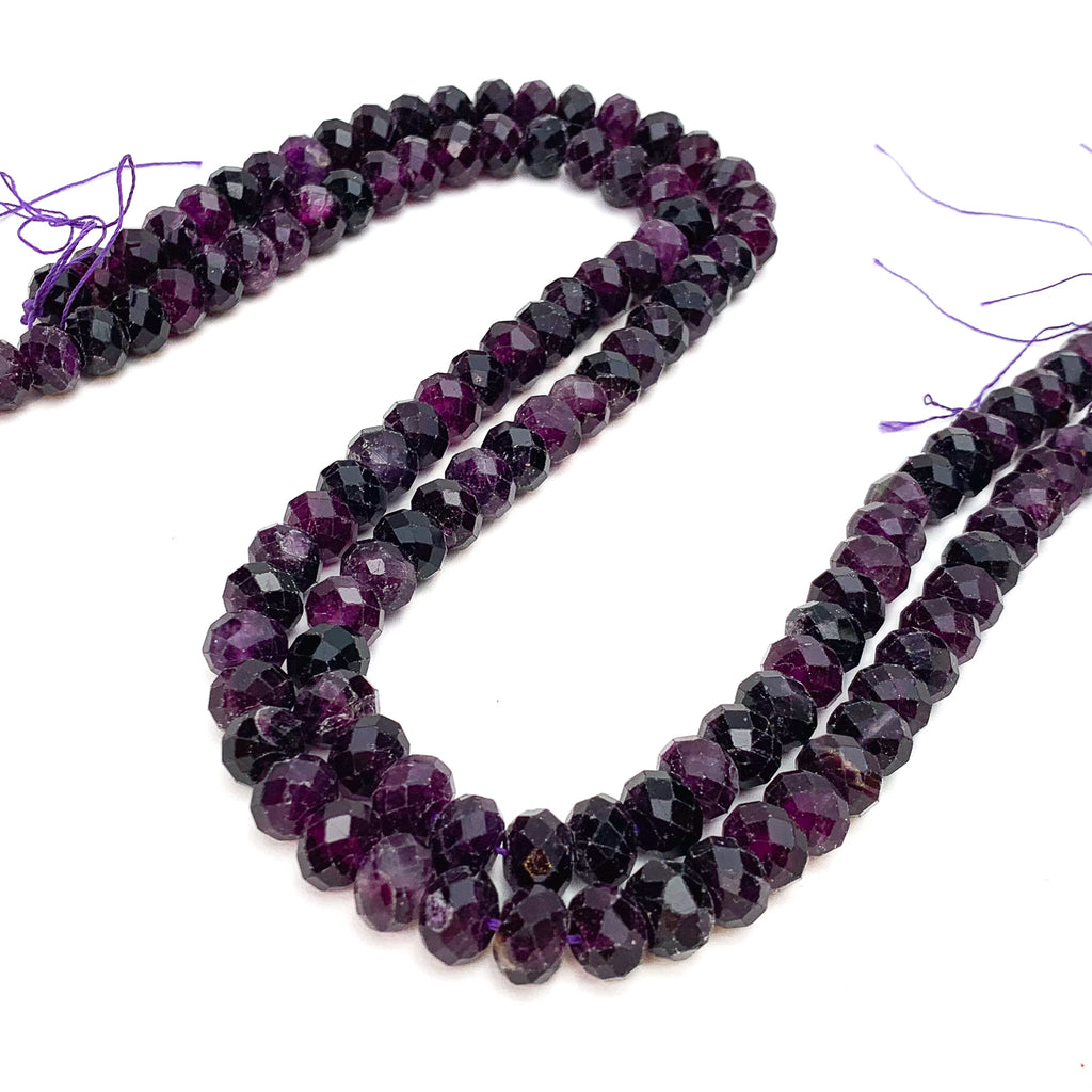 Amethyst 9mm Faceted Rondelles Bead Strand