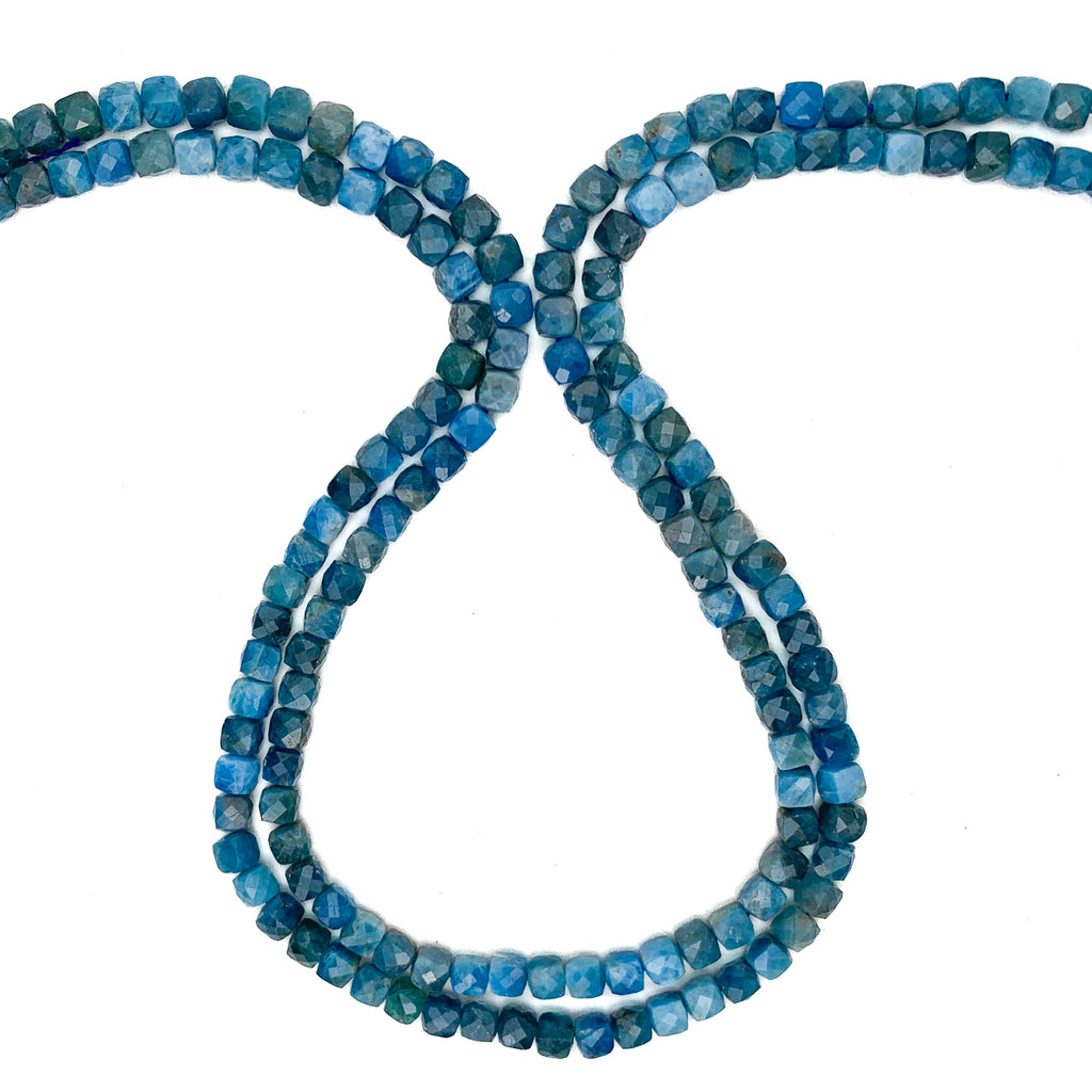 Apatite 4.5mm Faceted Cubes Bead Strand