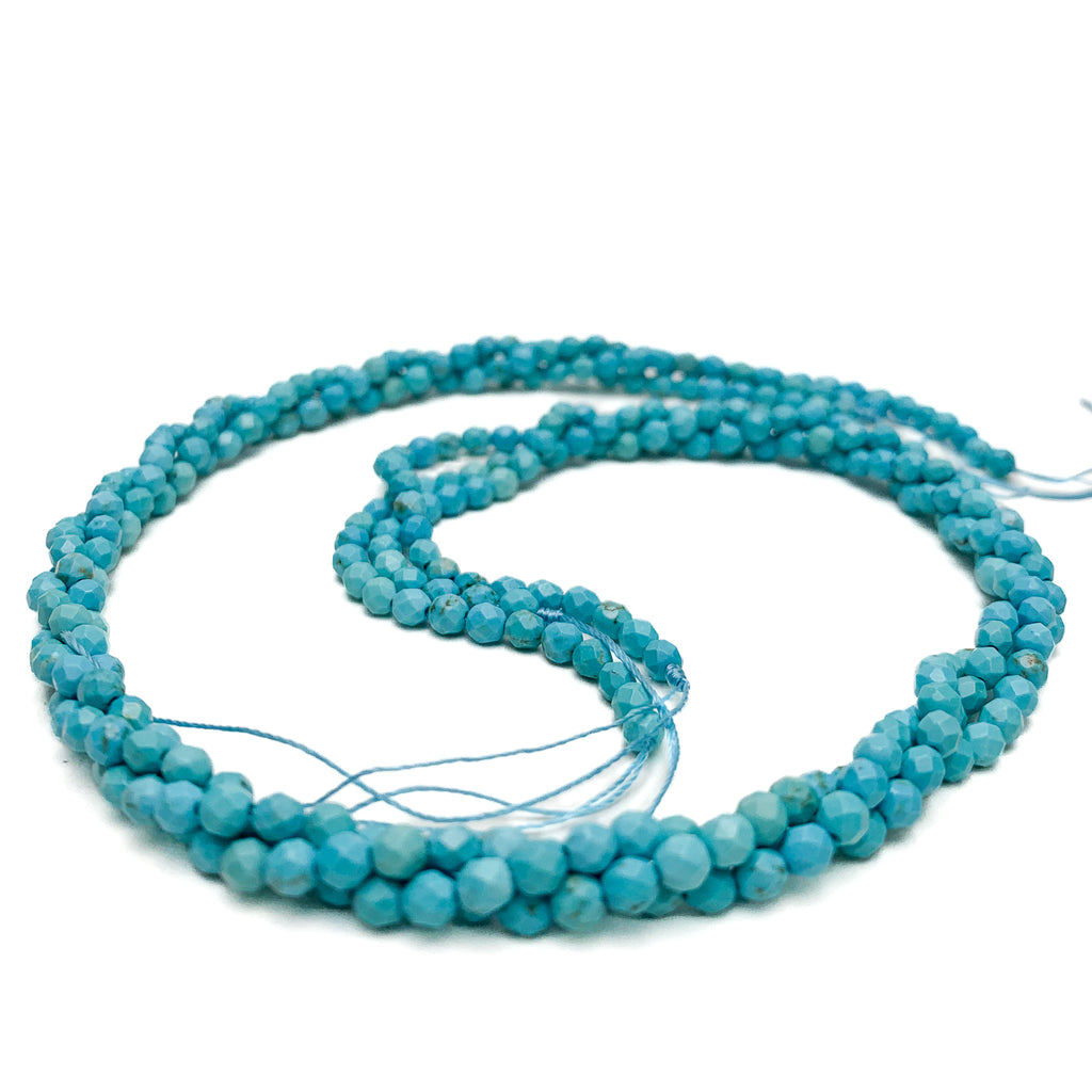 Arizona Turquoise 3mm Faceted Rounds Bead Strand