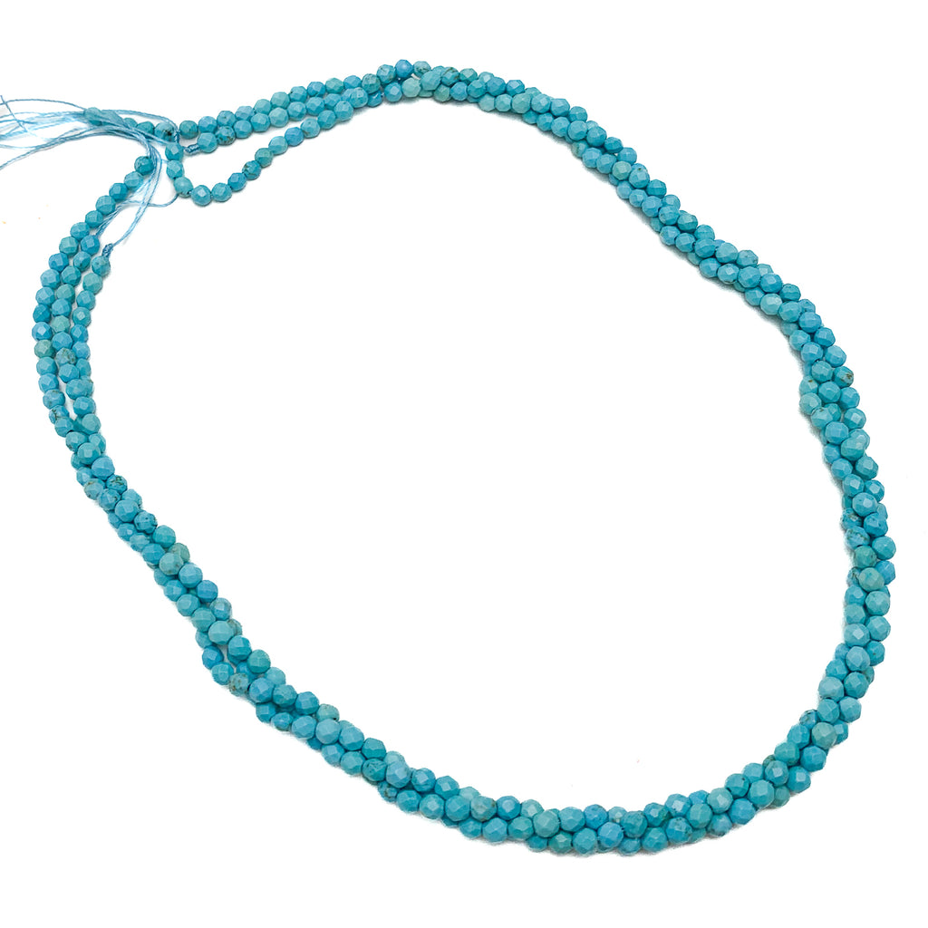 Arizona Turquoise 3mm Faceted Rounds Bead Strand