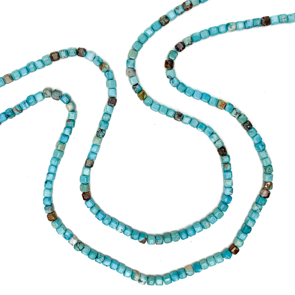 Turquoise Arizona 3mm Faceted Cubes Bead Strand
