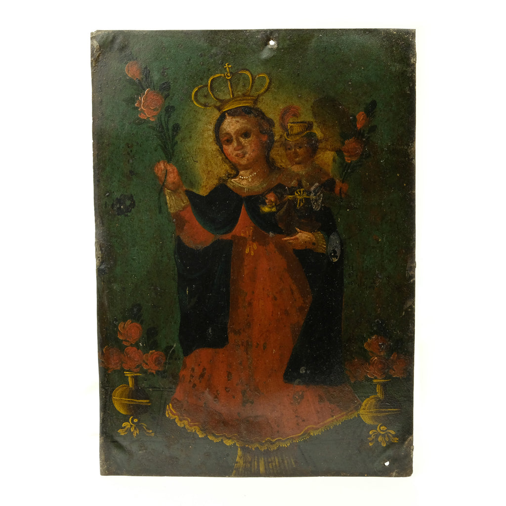 19th Century Mexican Maria Madre de Atocha Retablo #3