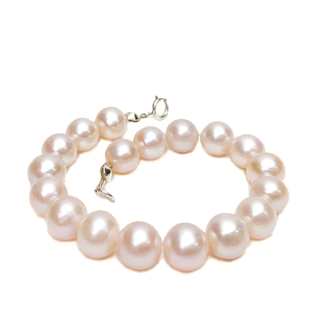 Blush Fresh Water Pearl Bracelet with Sterling Silver Spring Clasp