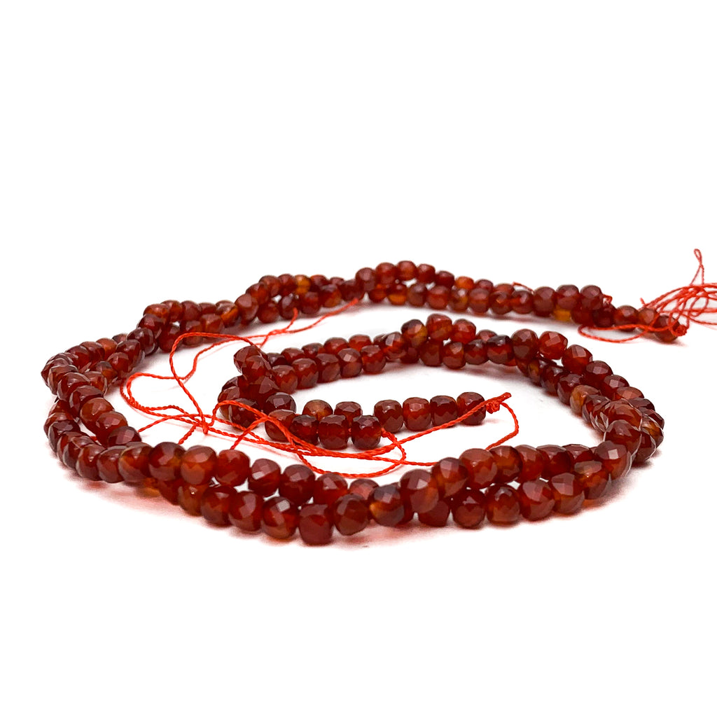 Carnelian 4.5mm Faceted Cubes Bead Strand
