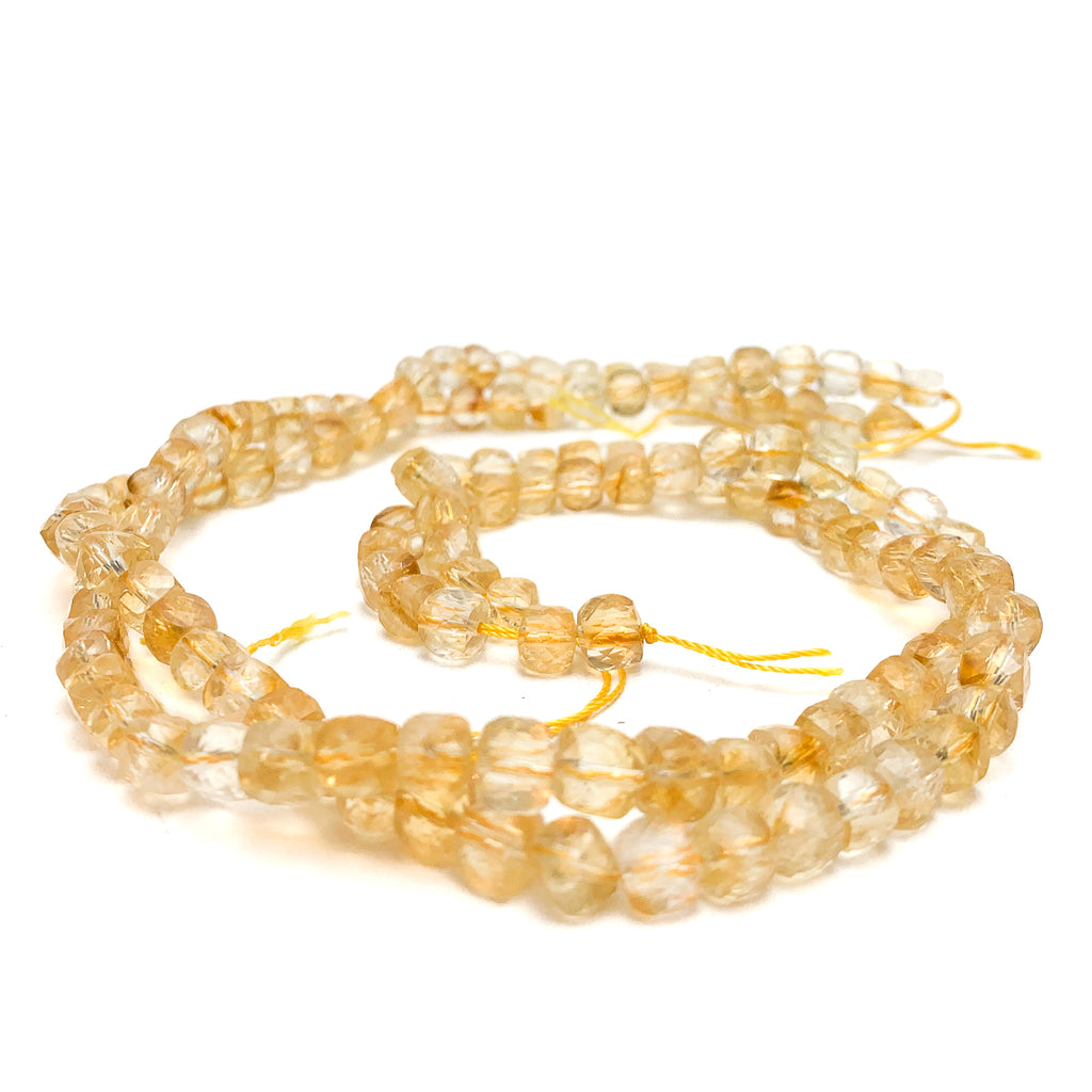 Citrine 6mm Faceted Cubes Bead Strand