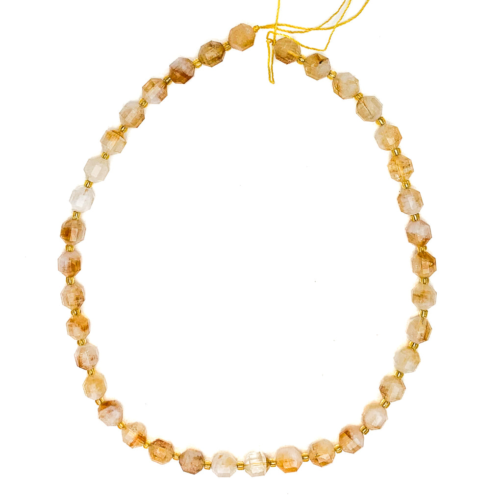 Citrine 7mm Faceted Drums Bead Strand