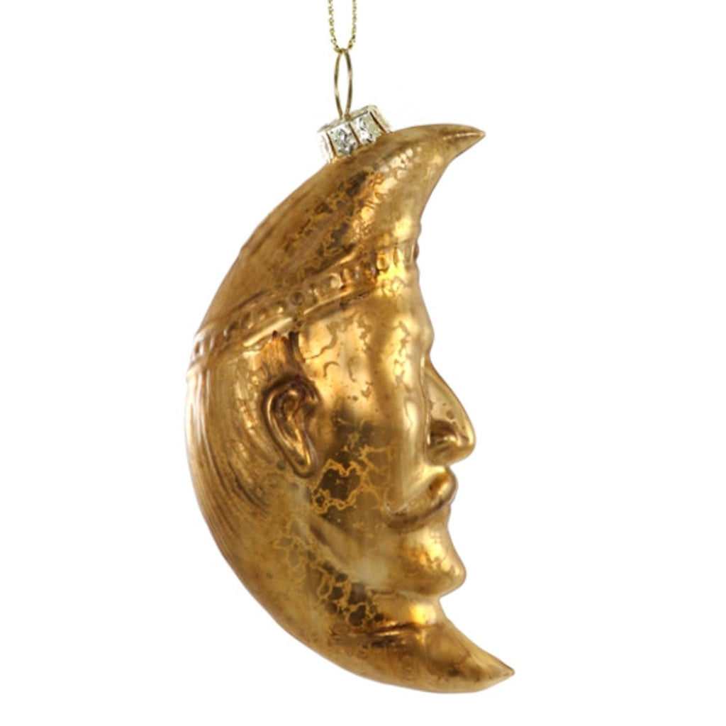 Crescent Man In The Moon (Gold) Ornament