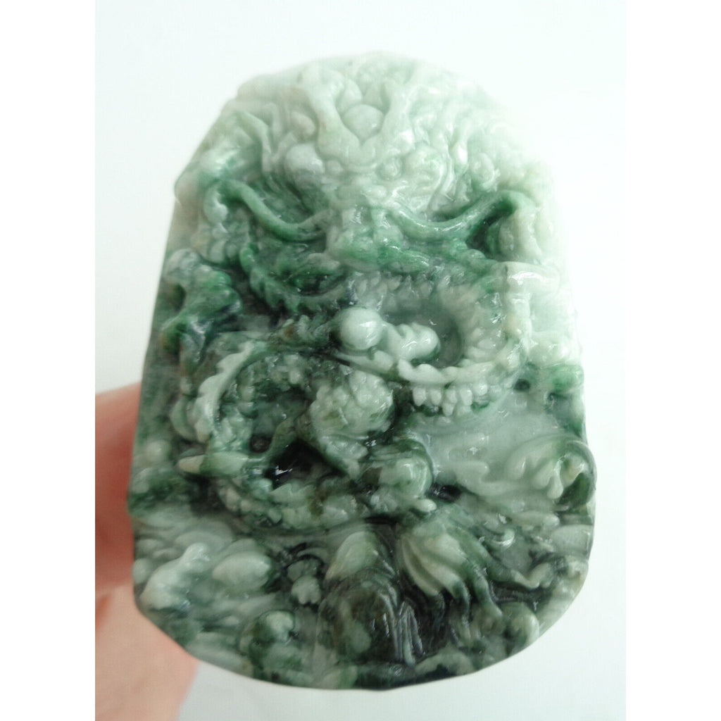 Certified Green Natural A Jade Jadeite Pendant Dragon Ruyi Pendant Necklace