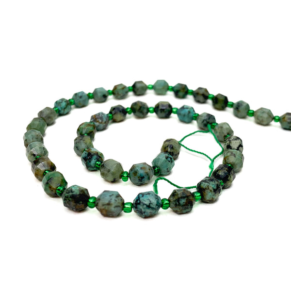 Emerald 7mm Faceted Drums Bead Strand