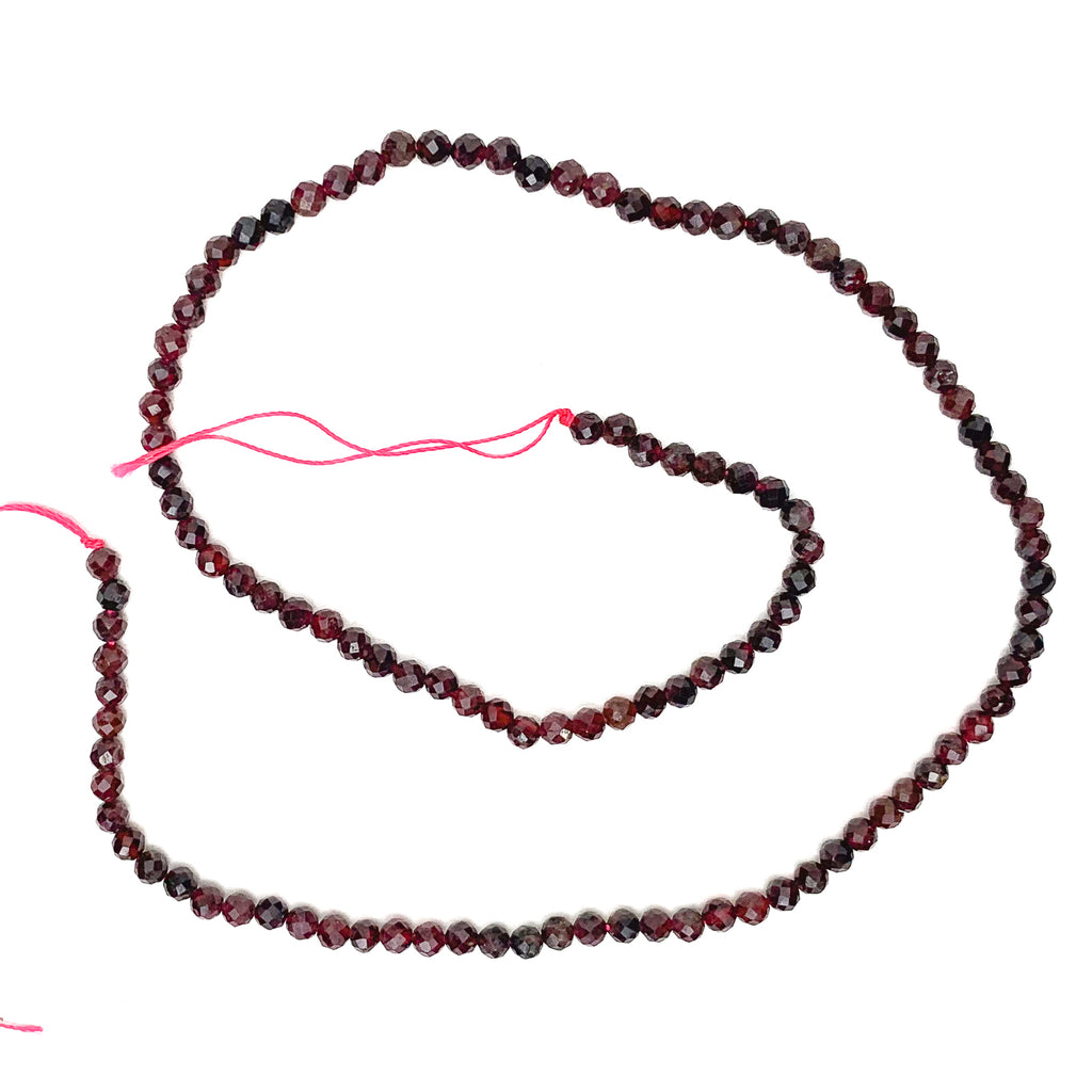 Garnet 3.5mm Faceted Rounds Bead Strand