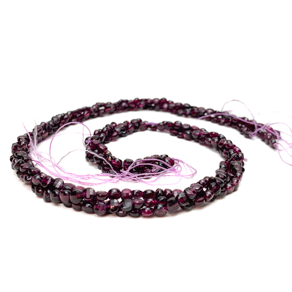 Garnet 4mm Faceted Coins Bead Strand