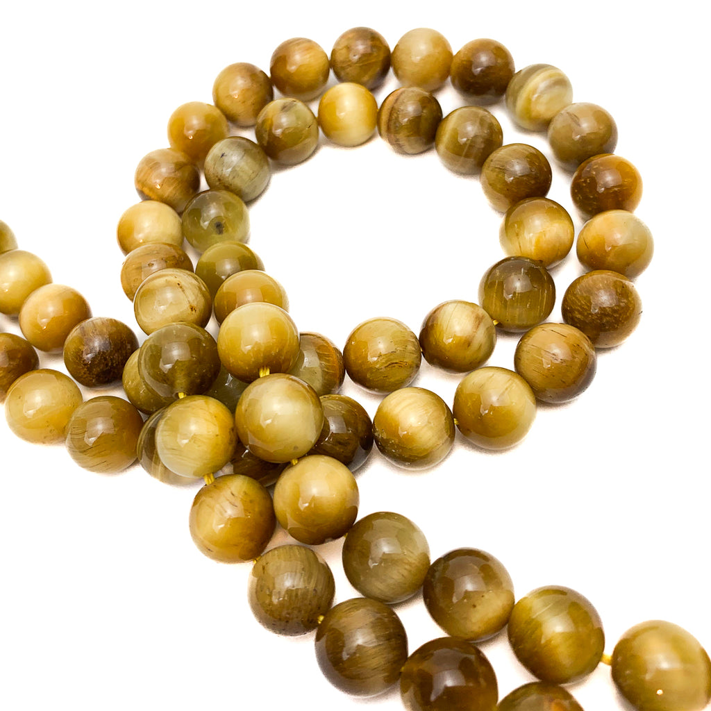 Tiger's Eye Golden 11mm Smooth Rounds Bead Strand