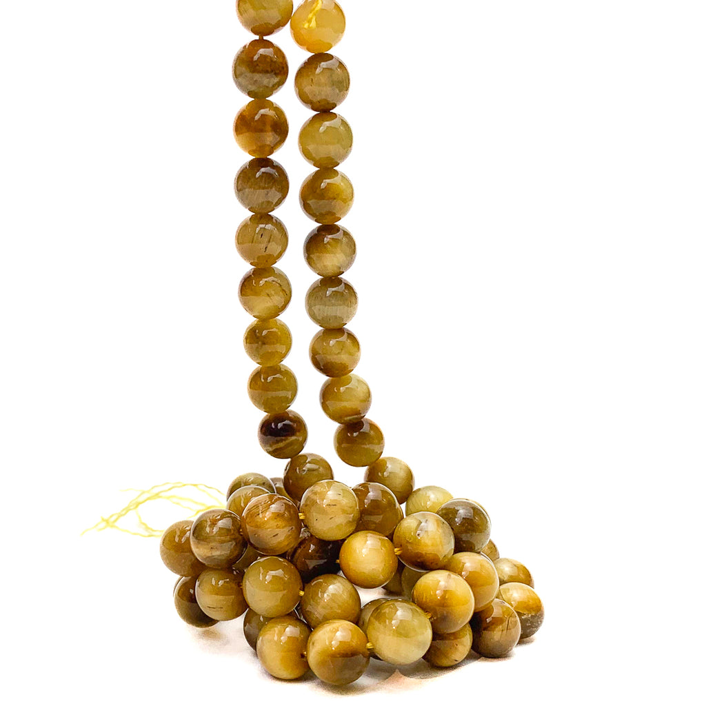 Tiger's Eye Golden 11mm Smooth Rounds Bead Strand