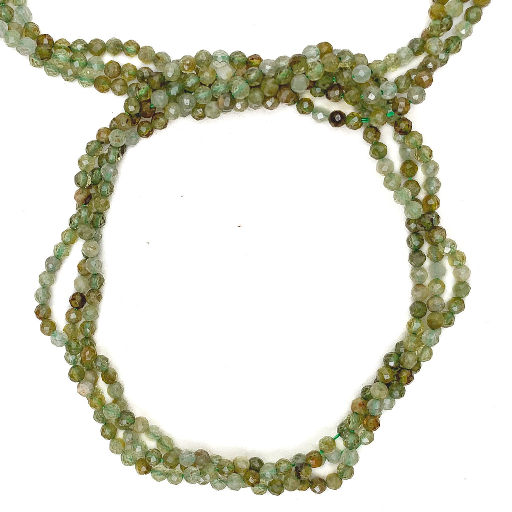 Green Garnet 2.5mm Faceted Rounds Bead Strand