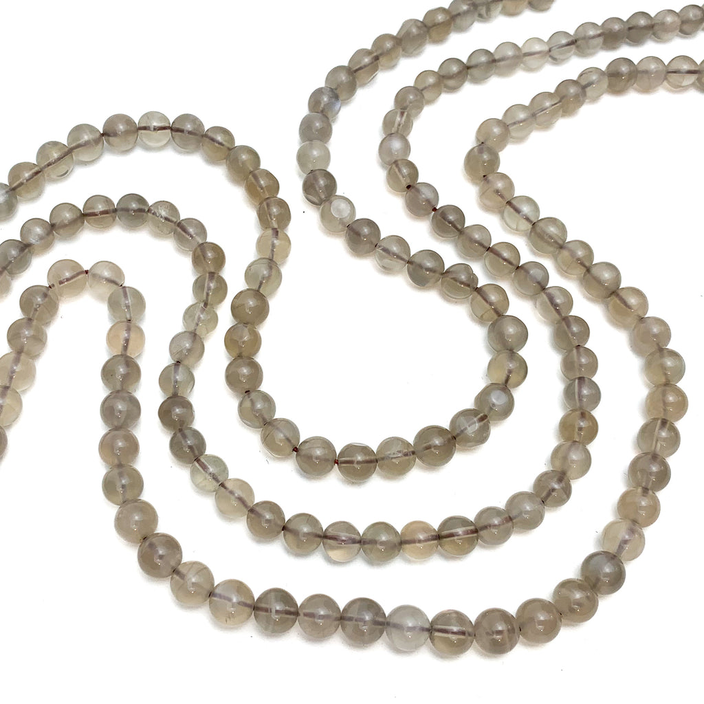 Grey Moonstone 7mm Smooth Rounds Bead Strand