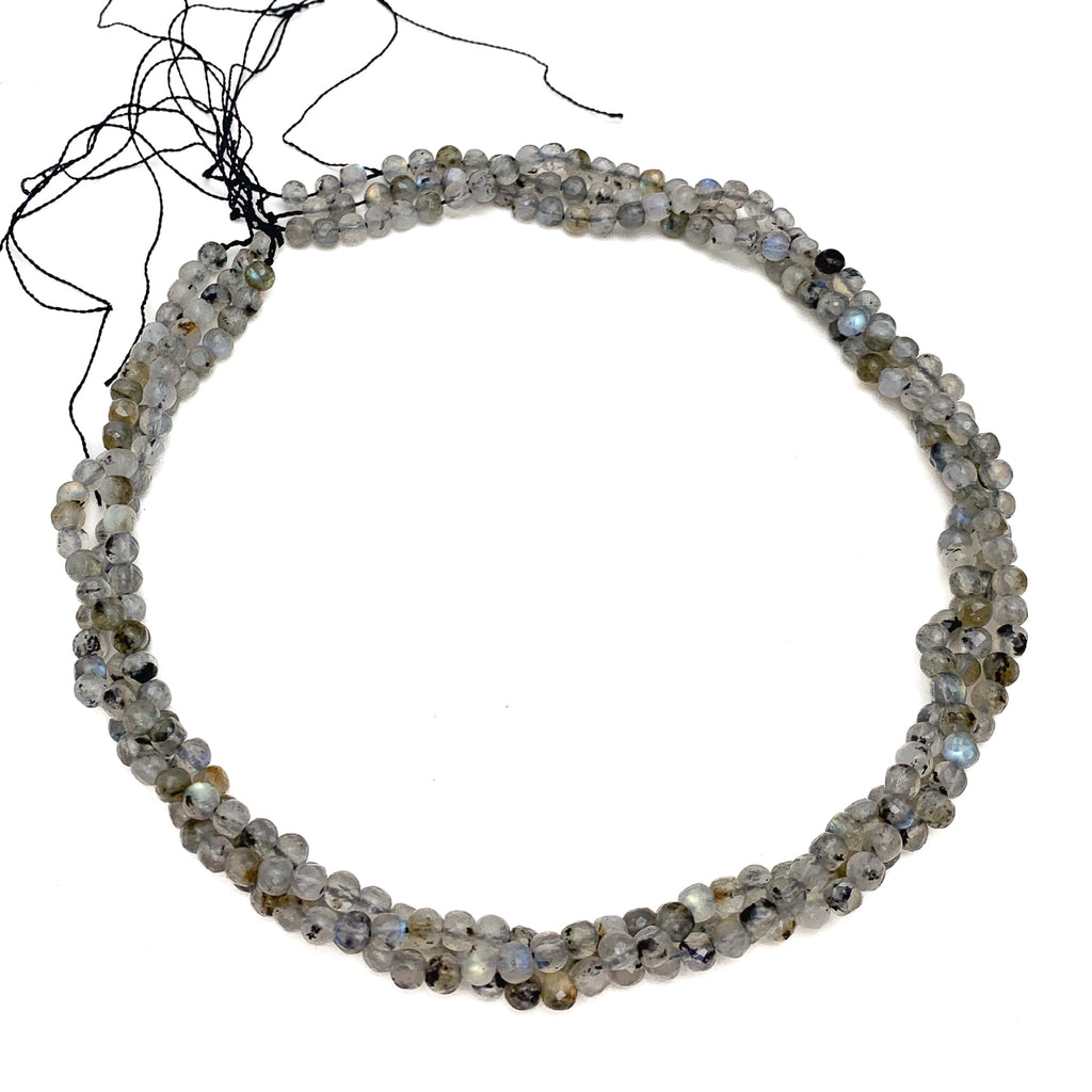 Labradorite 4mm Faceted Cubes Bead Strand