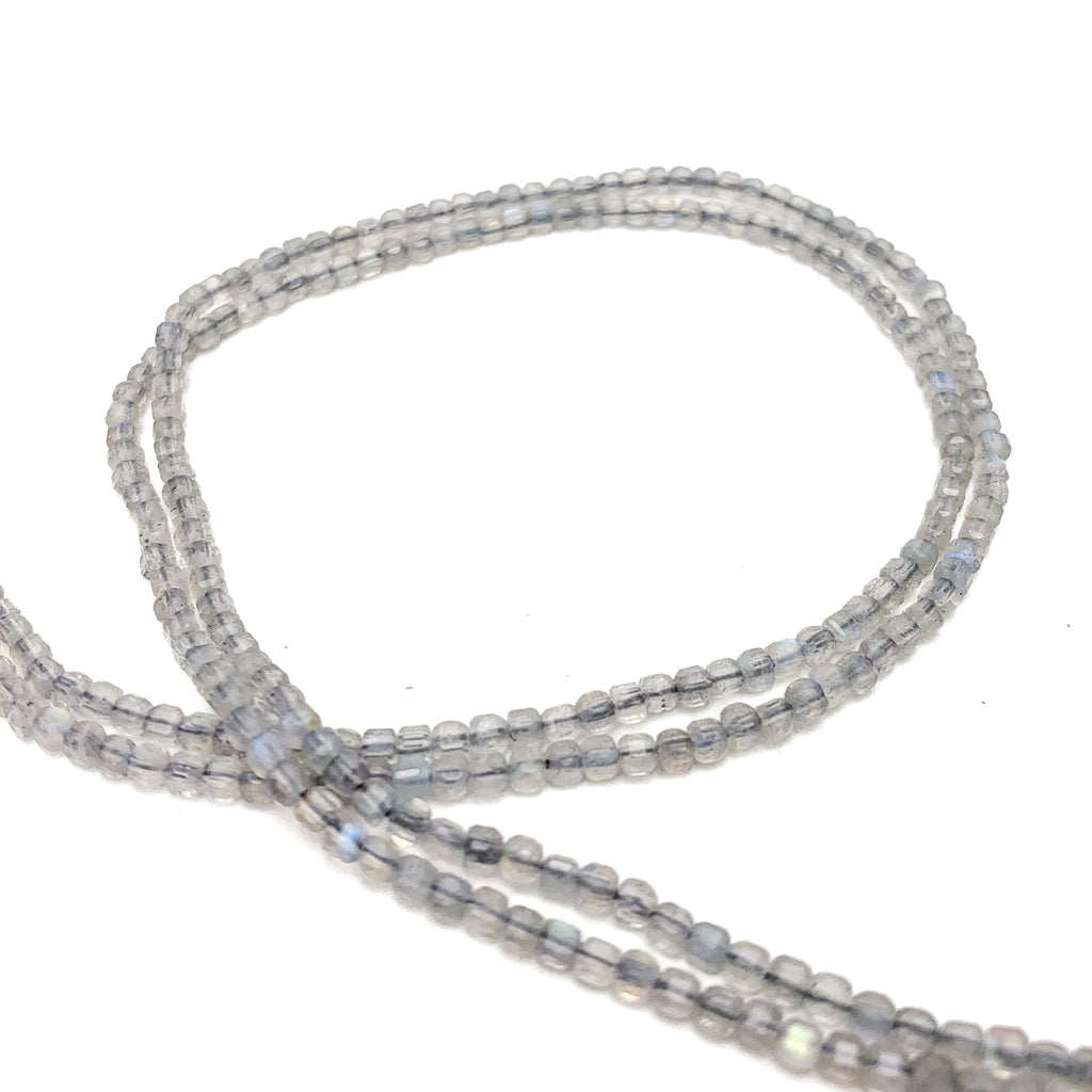 Labradorite 2.5mm Faceted Cubes Bead Strand