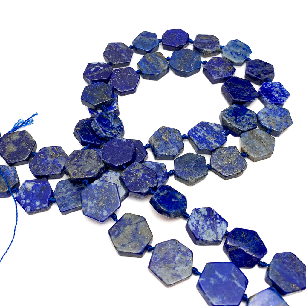 Lapis Lazuli Hexagon Coins Bead Strand