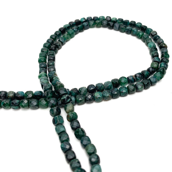 Malachite 4mm Faceted Cubes Bead Strand