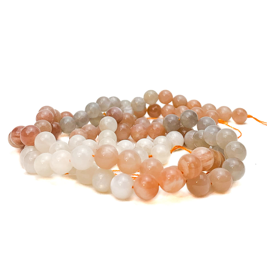 Moonstone Multi 8mm Smooth Rounds Bead Strand