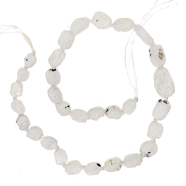 Moonstone Rough Oval Coins Bead Strand