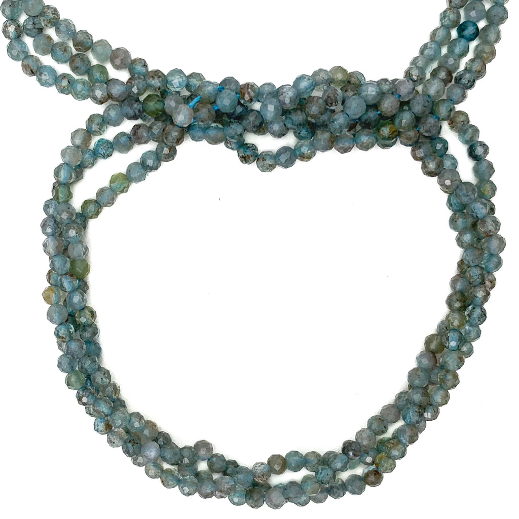Moss Aquamarine 3mm Faceted Rounds Bead Strand