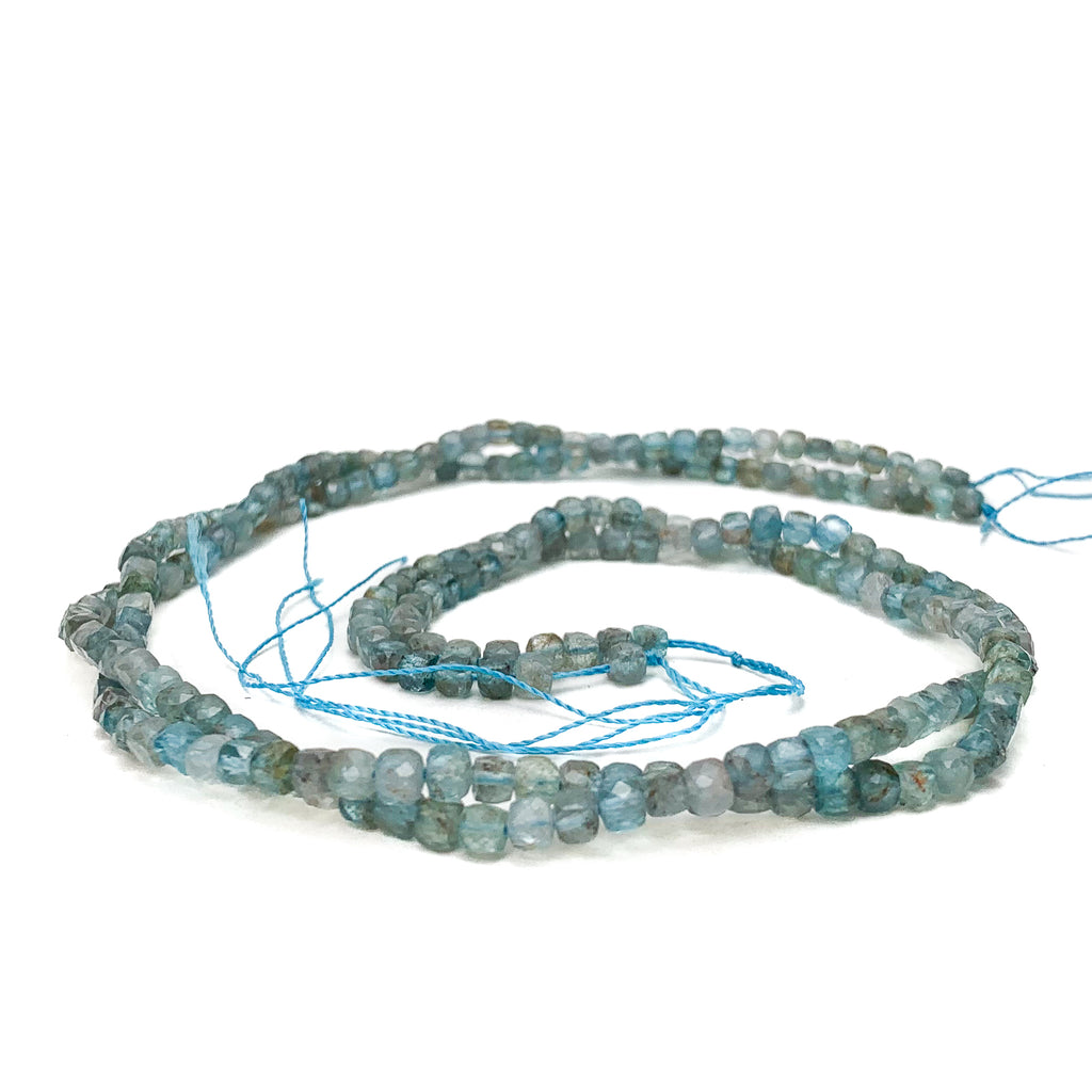 Moss Aquamarine 4mm Faceted Cubes Bead Strand