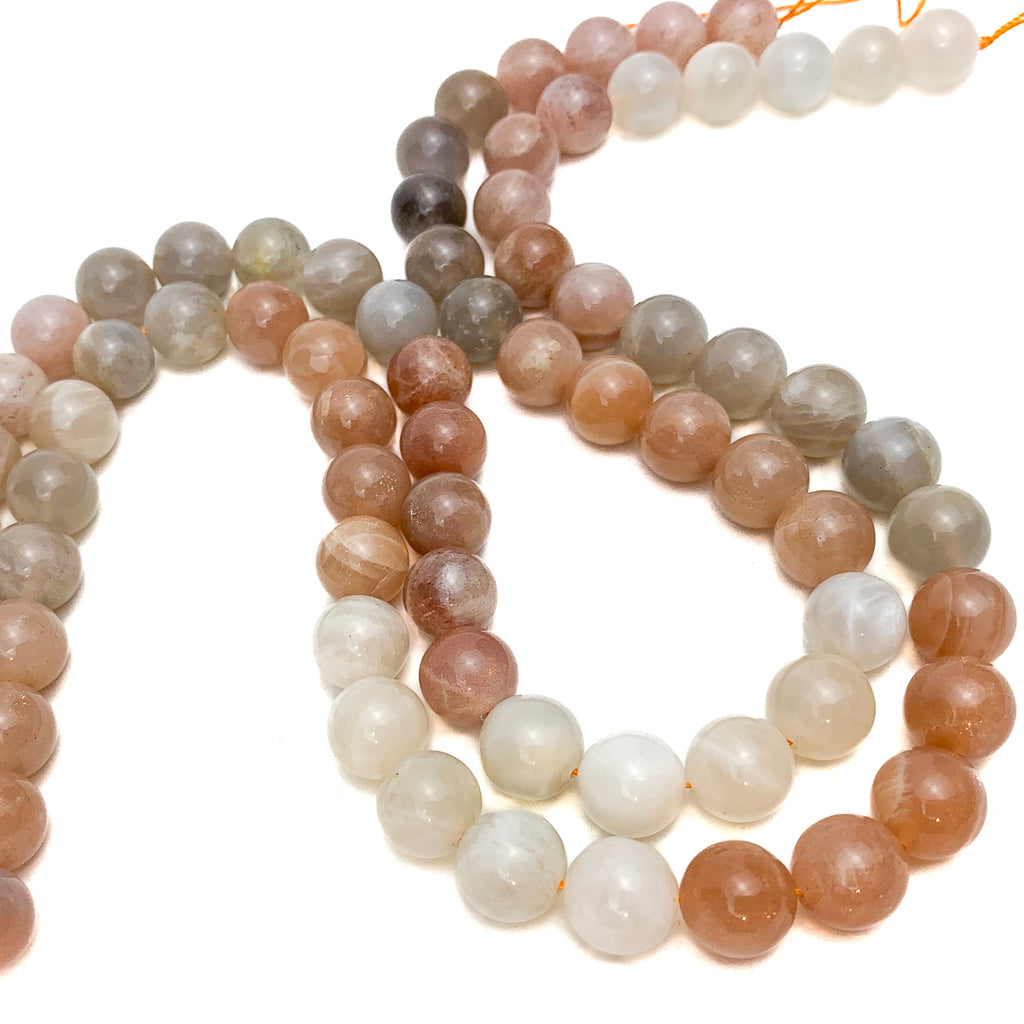 Moonstone Multi 10mm Smooth Rounds Bead Strand