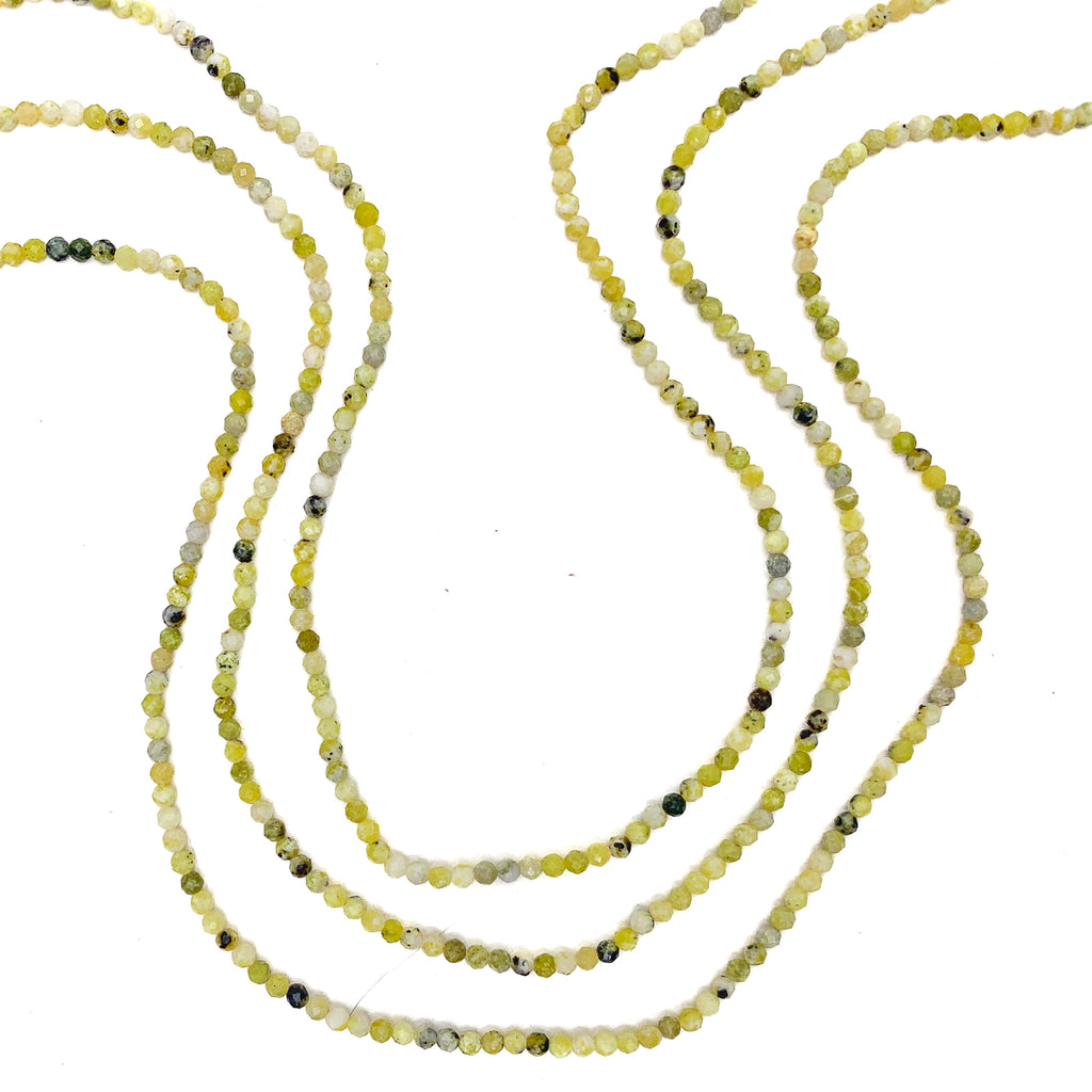 Olive Jade 2.5mm Faceted Rounds Bead Strand