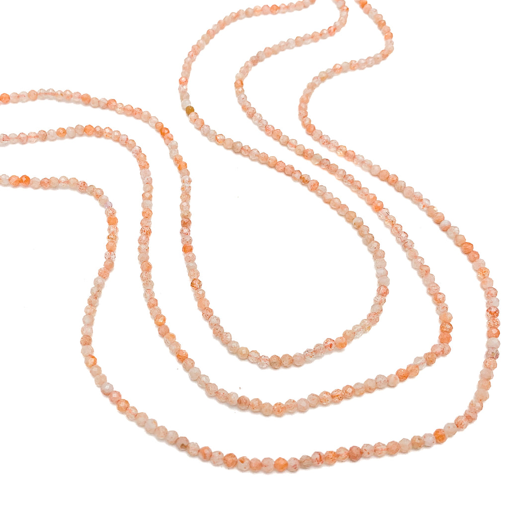 Peach Moonstone 2.5mm Faceted Rounds Bead Strand