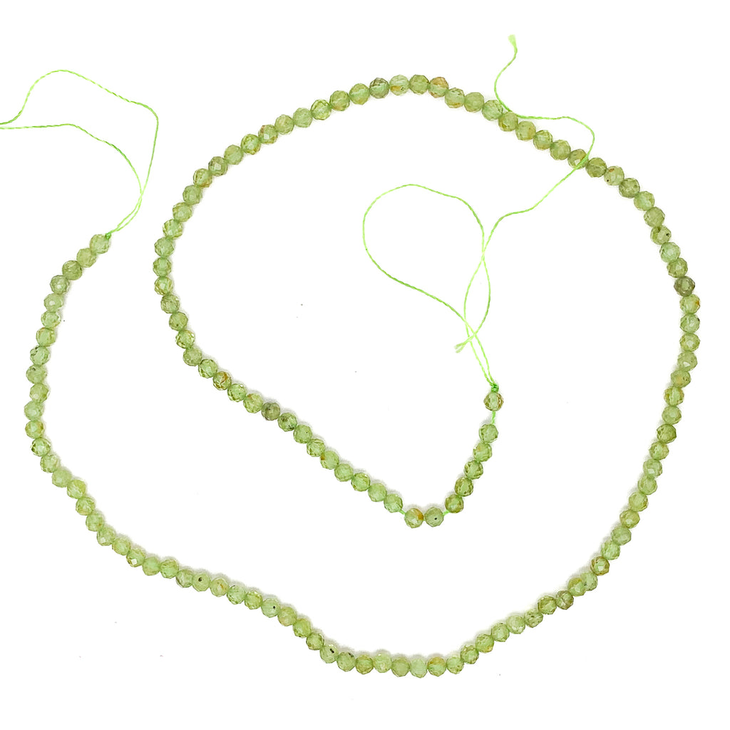 Peridot 3mm Faceted Rounds Bead Strand