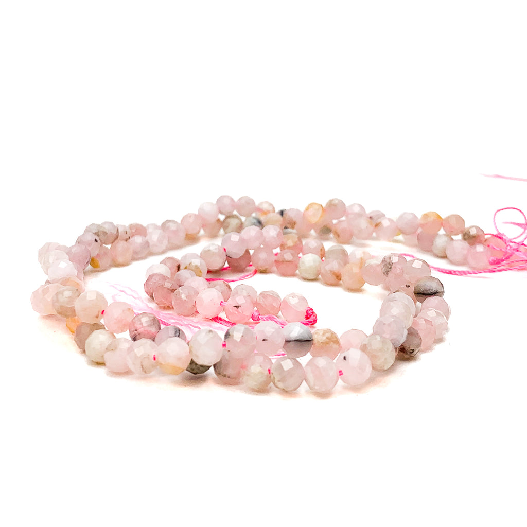 Pink Peruvian Opal 6mm Faceted Rounds Bead Strand