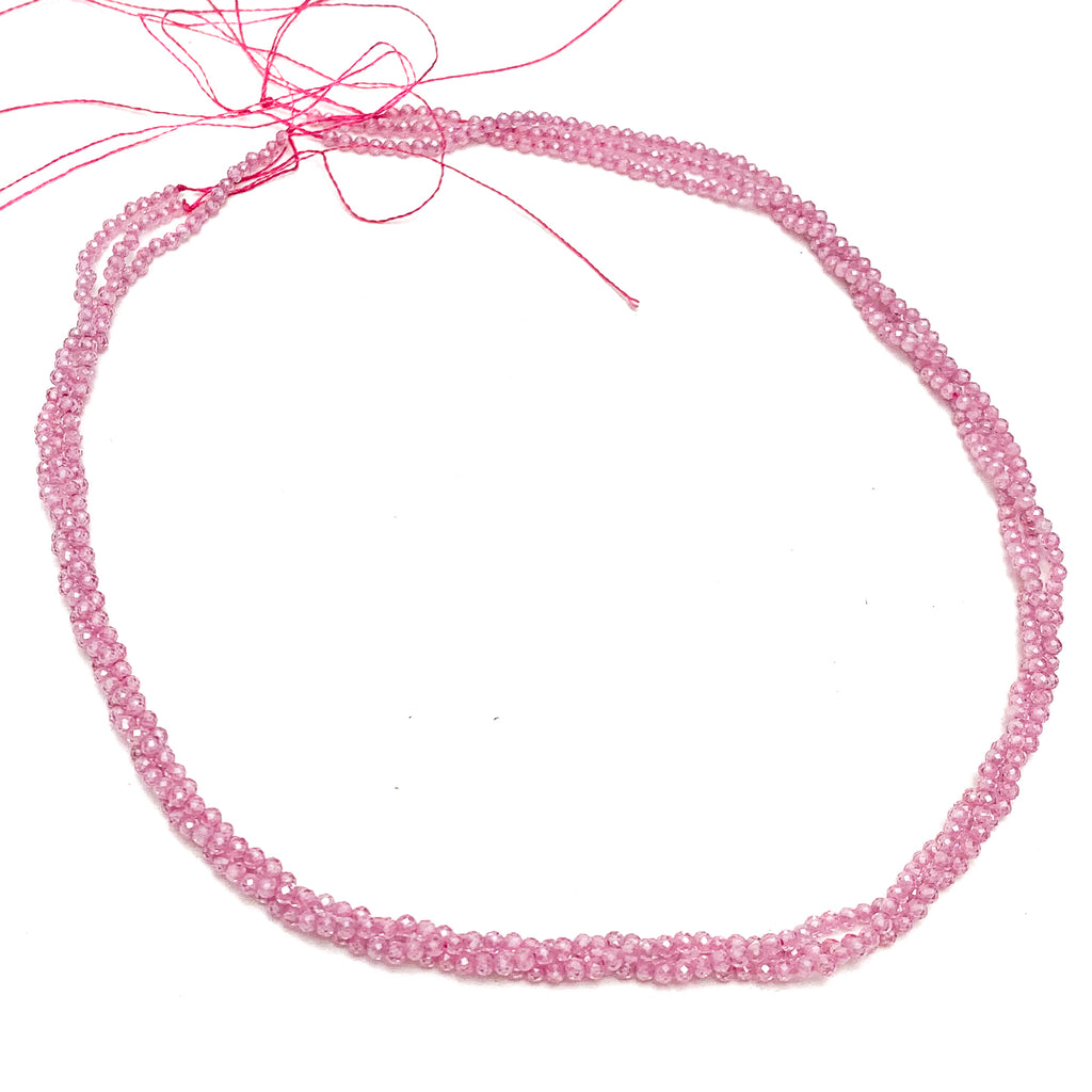 Pink Topaz 2mm Faceted Rounds Bead Strand