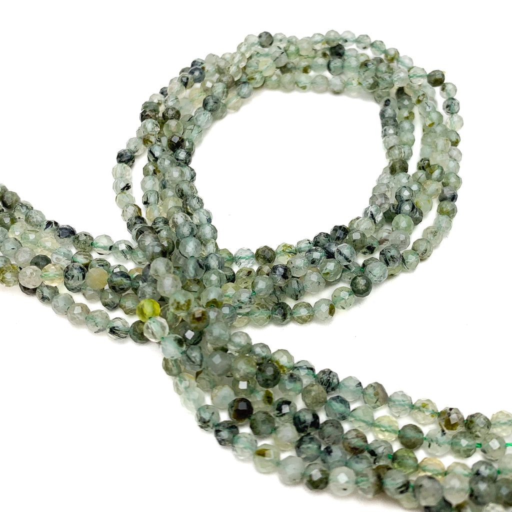 Prehnite 4mm Faceted Rounds Bead Strand