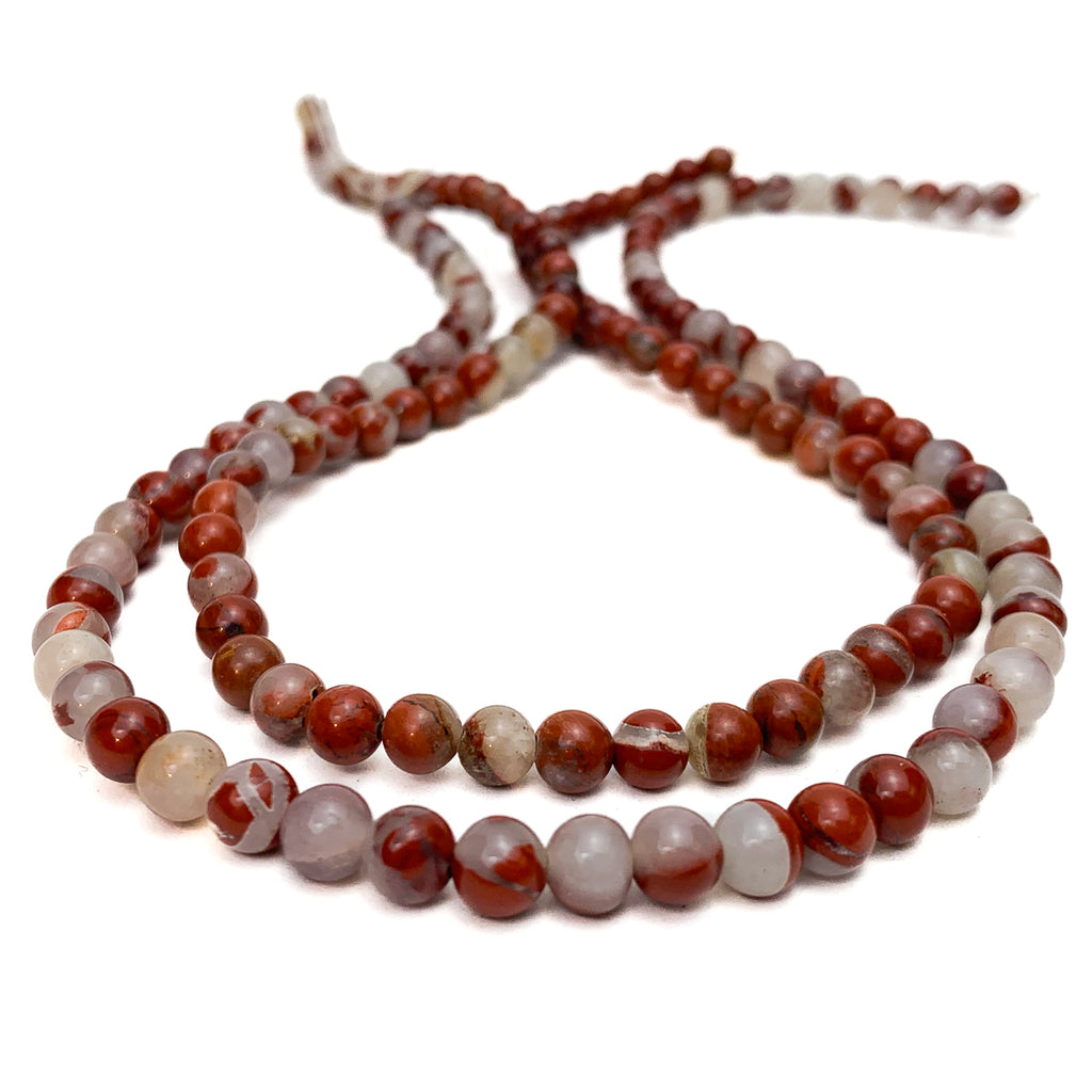 Red Dragon Jasper 6mm Smooth Rounds Bead Strand