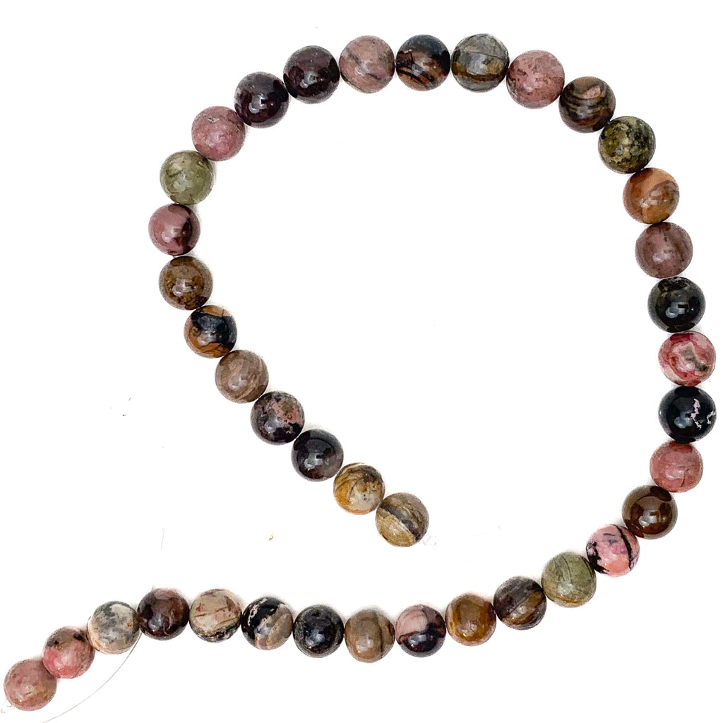 Rhodonite 10mm Smooth Rounds Bead Strand