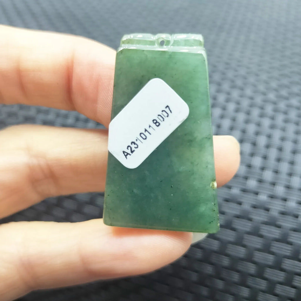 Certified Oily Green Natural Jade Jadeite Carved Safe Sound 平安无事 Pendant Grade A