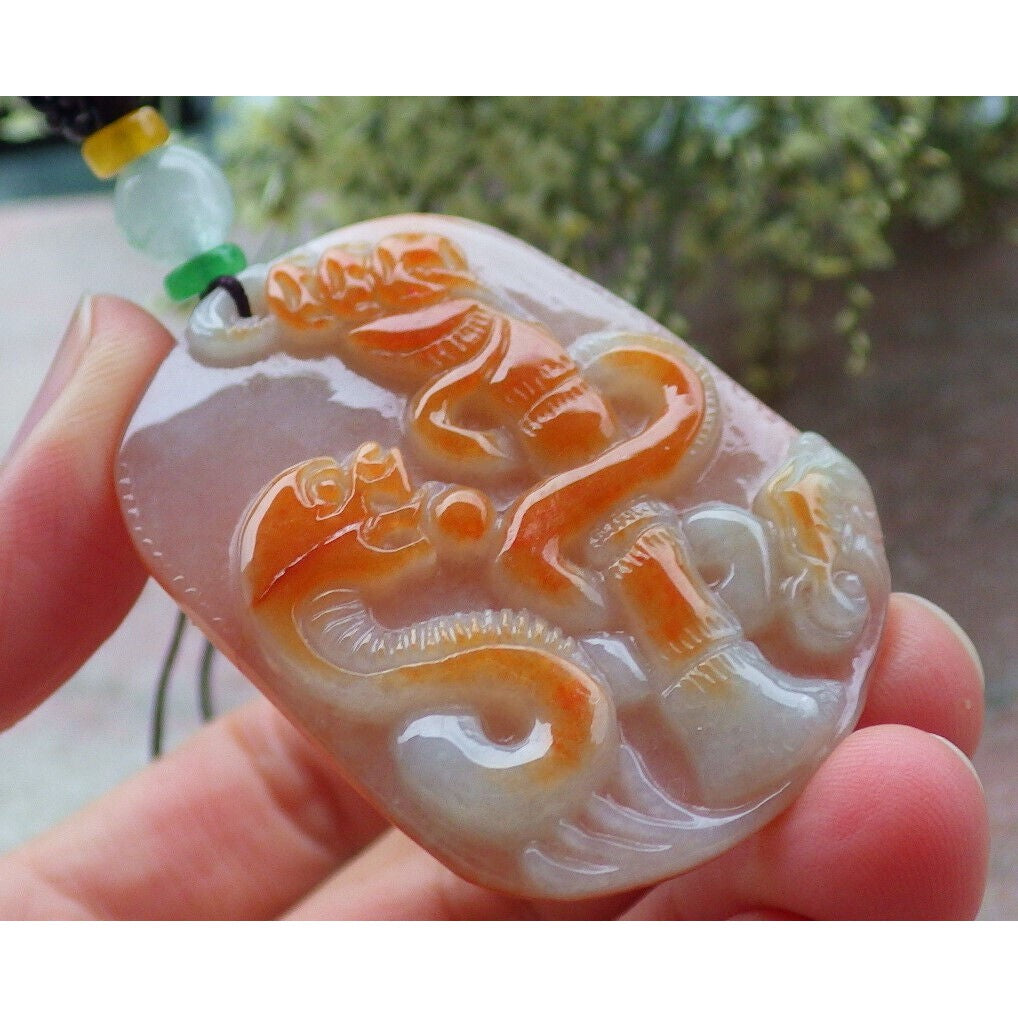 Certified Red 100% Natural A Jade Jadeite Pendant Snake Coin 招财蛇 #25-1226